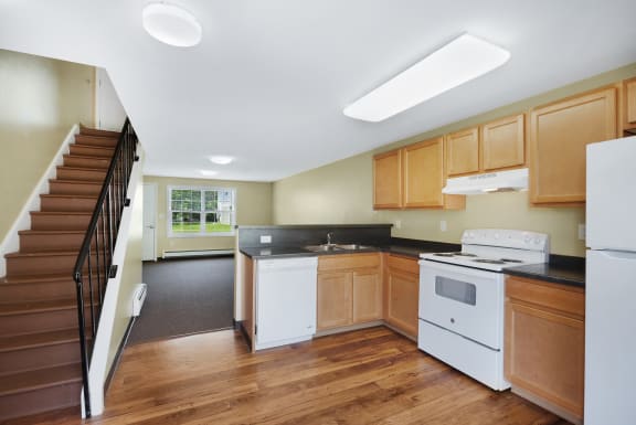 Wood Plank Flooring in Living Area/Kitchen at Cornerstone Townhomes, Niagara Falls, New York