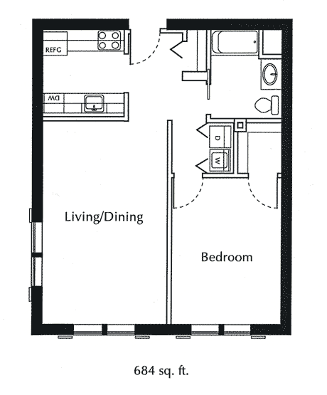 Floor Plan  One Bedroom One Bathroom  Southwood Apartments.