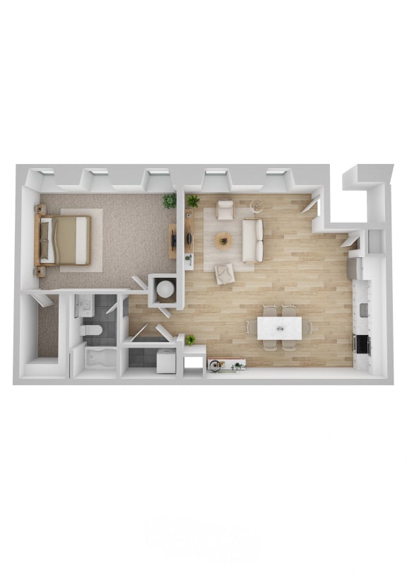 Floor Plan  1 Bedroom 1 Bathroom Apartment  at Ames Shovel Works Apartments, North Easton, MA