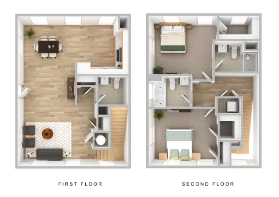 Floor Plan  2 Bed 2.5 Bath Townhome at Ames Shovel Works Apartments, North Easton, 02356