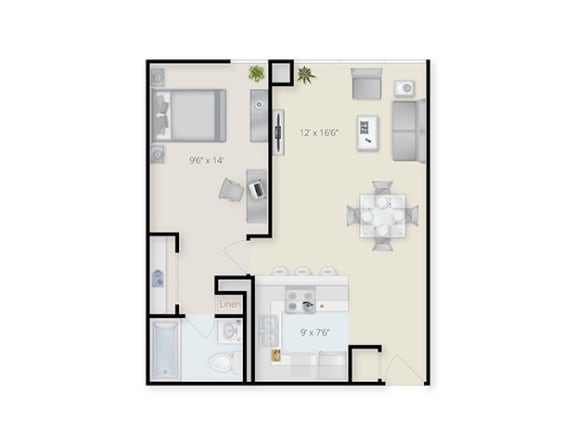 One Bedroom One Bath at Bates Hill Apartments, Pittsburgh, PA