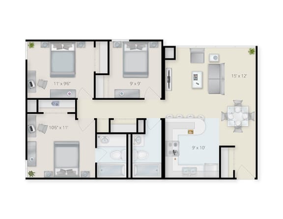 Three Bedroom Two Bathroom at Bates Hill Apartments, Pittsburgh