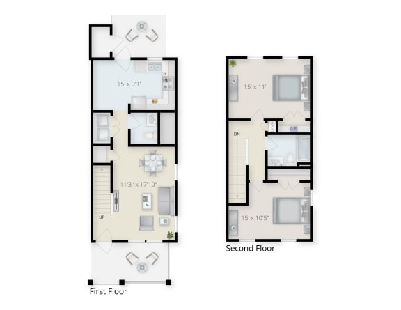 Floor Plan  Two Bedroom One Half Bathroom. at Center Court Apartments, Niagara Falls, NY, 14305