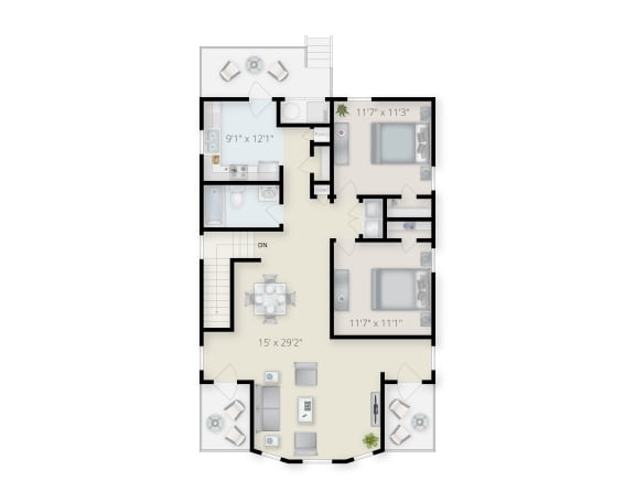 Floorplan A. at Center Court Apartments, Niagara Falls, NY, 14305