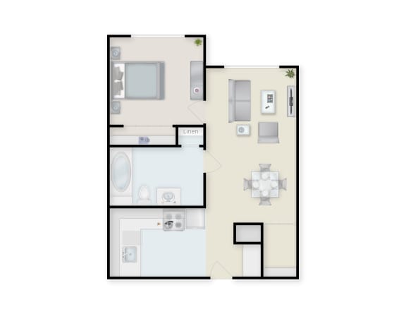 One Bedroom One Bath accessible Floorplan at Cefalo Memorial Complex, Melrose, 02136
