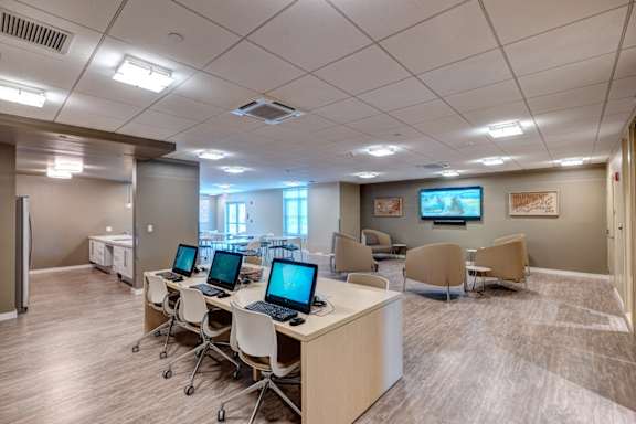 Two Community club rooms at The Bodhi at Island Creek Village, MA, 02332