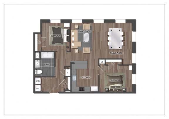 a floor plan of a house with a bedroom and a living roomat Montgomery Mill in Windsor Locks, CT