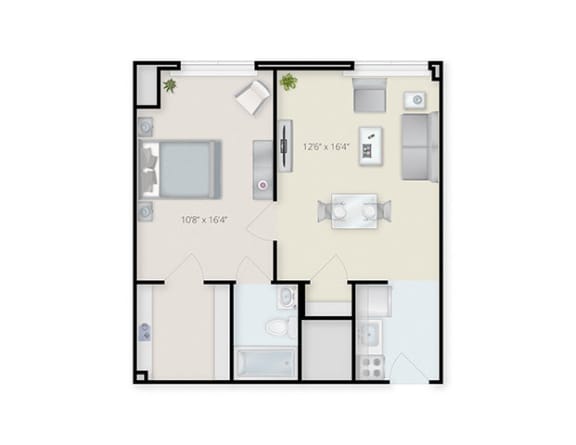 Floor Plan  One Bedroom 1 bath Apartment Floorplans at Arborview Tower Apartments, Allentown