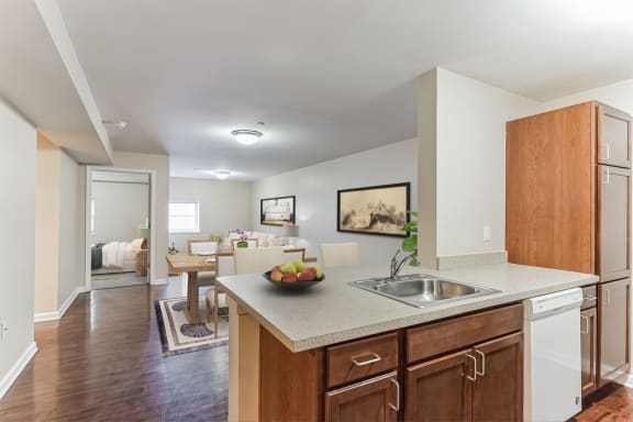 Kitchen and Living Room at 13 State Street Apartments, New York