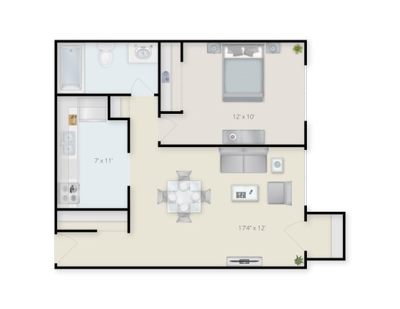 Floor Plan  1 Bedroom Apartment at Franklin Manor in Columbus, OH