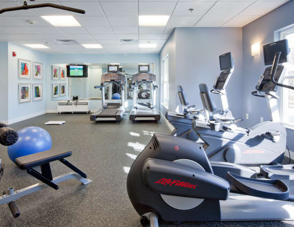 Fitness Center equipment at Ocean Shores Apartments in Marshfield, MA