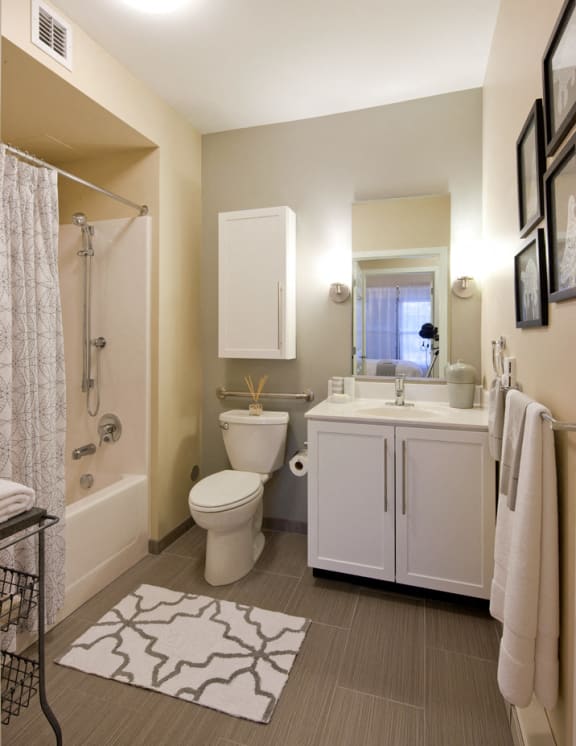 Bathroom at Ocean Shores Apartments in Marshfield, MA