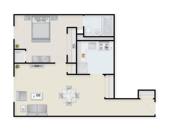One Bedroom One Bath Floor Plan A One Bedroom One Bath Floor Plan A at Highpoint Towers Apartments, Erie, PA