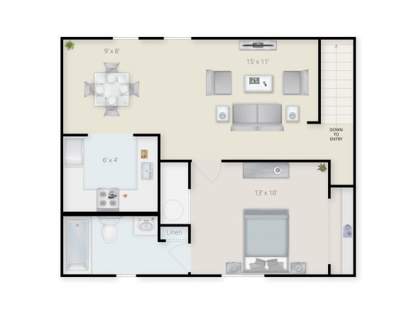 One Bedroom One Bathroom Floorplan Layout  at Lititz Manor, Lititz, PA