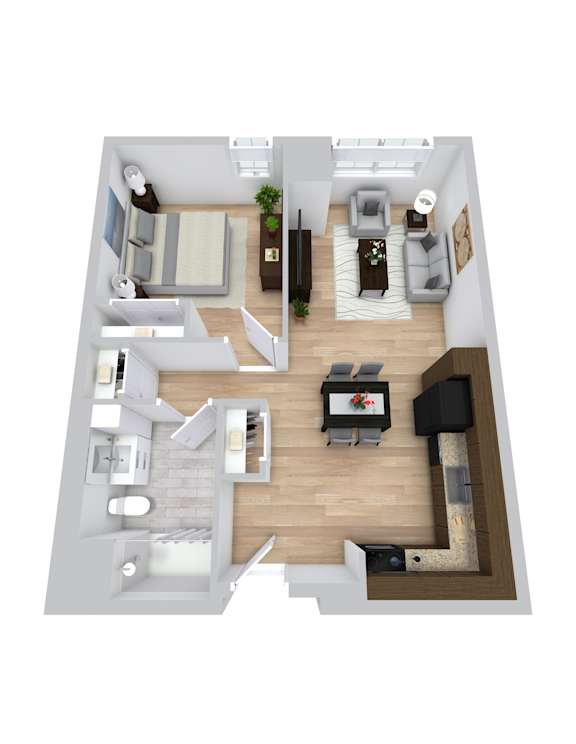 One Bed Floorplan at Leefort Terrace, Salem, MA, 01970