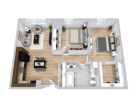 2 Bedroom 1 Bath Floor plan at Leefort Terrace, Massachusetts