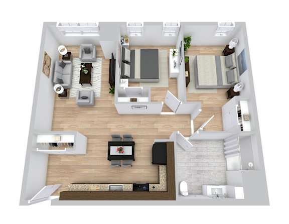 Two Bedroom Floorplan at Leefort Terrace, Salem
