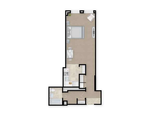 Studio Floor Plan B Studio Floor Plan B at May Building Apartments, Pittsburgh, PA, Pennsylvania