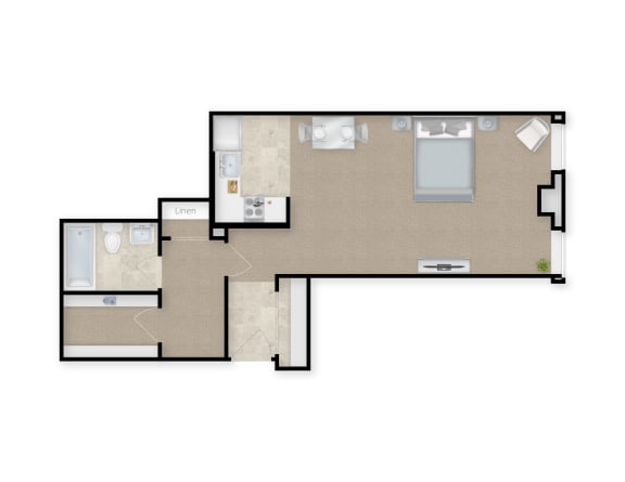 Studio Floor Plan C Studio Floor Plan C at May Building Apartments, Pittsburgh, 15222