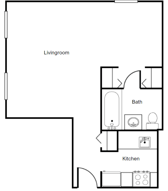 Studio Floorplan Studio Floorplan at St. Stephen's Tower, Lynn