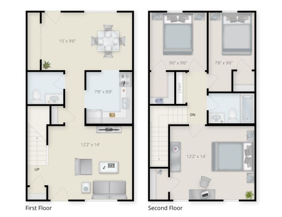 Two Bedroom 1.5 Bathroom B at Birchwood Village Apartments, Kingston, 12401