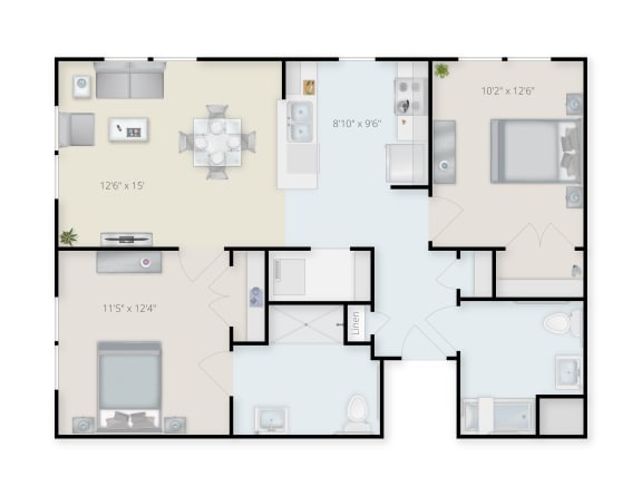 Two Bathroom Apartment B.at Waterfront Apartments, Buffalo New York