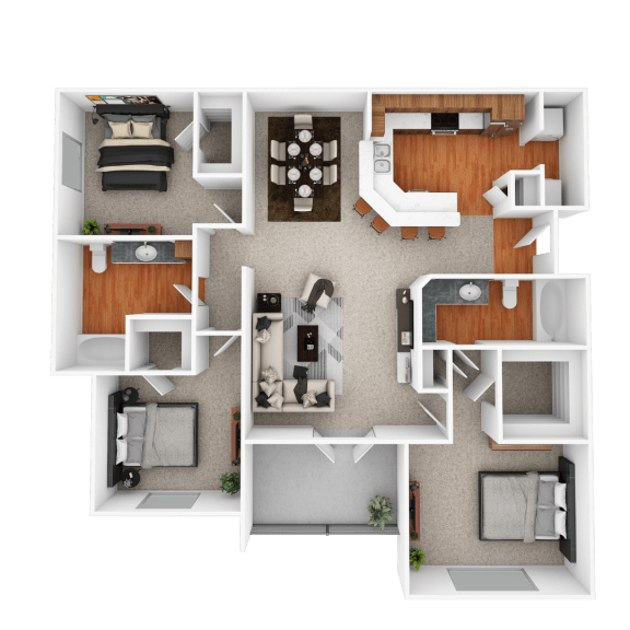 a 3d rendering of the clubhouse floor plan