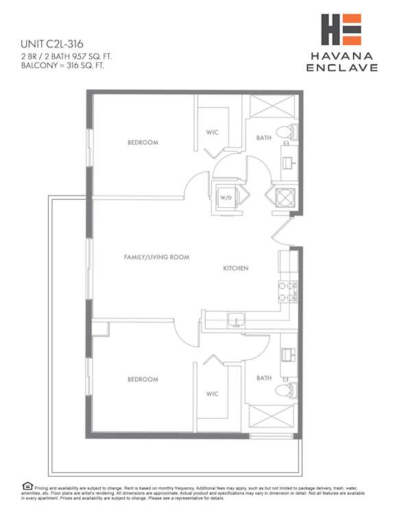 A floor plan for a Havana Enclave apartment unit.