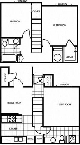 2 Bedroom Floor Plan at Country Club Terrace Apartments, Flagstaff, 86004