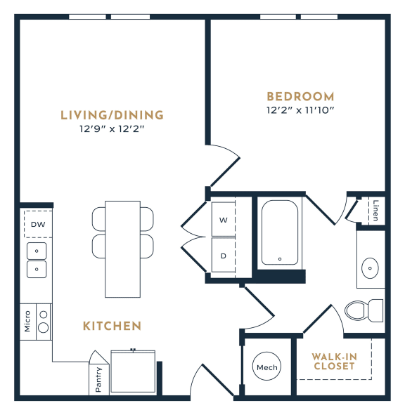 a floor plan of a bedroom apartment at 55 Fifty at Northwest Crossing, Houston, TX