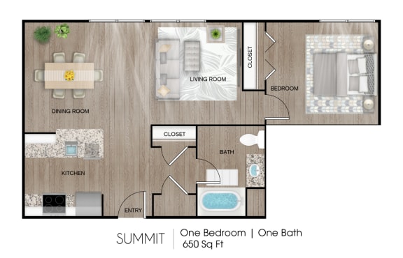 a floor plan of a studio apartment with a bedroom and a living room