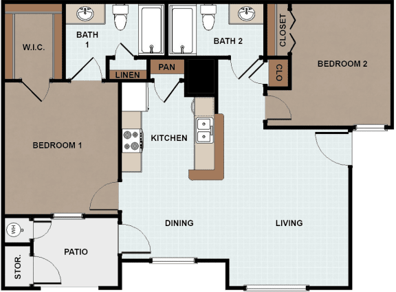 2 Bed 2 Bath