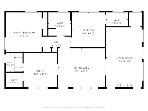 4729Roosevelt Ground Floor Floorplan with 2 bedrooms, bathroom, kitchen, dining, and living rooms