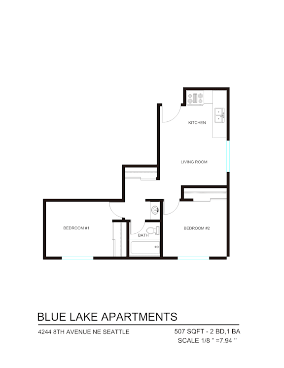 A floor plan for an apartment complex called Blue Lake Apartments.