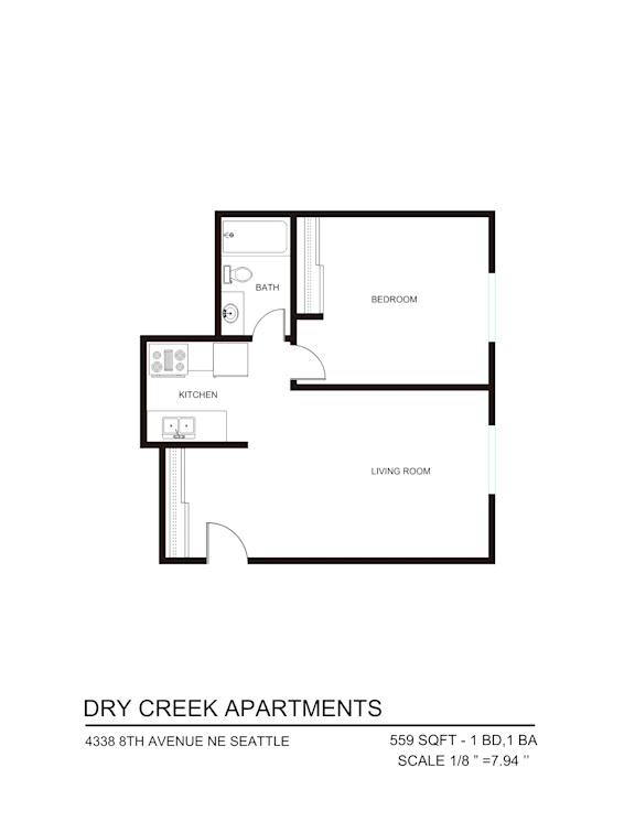 A floor plan for Dry Creek Apartments.