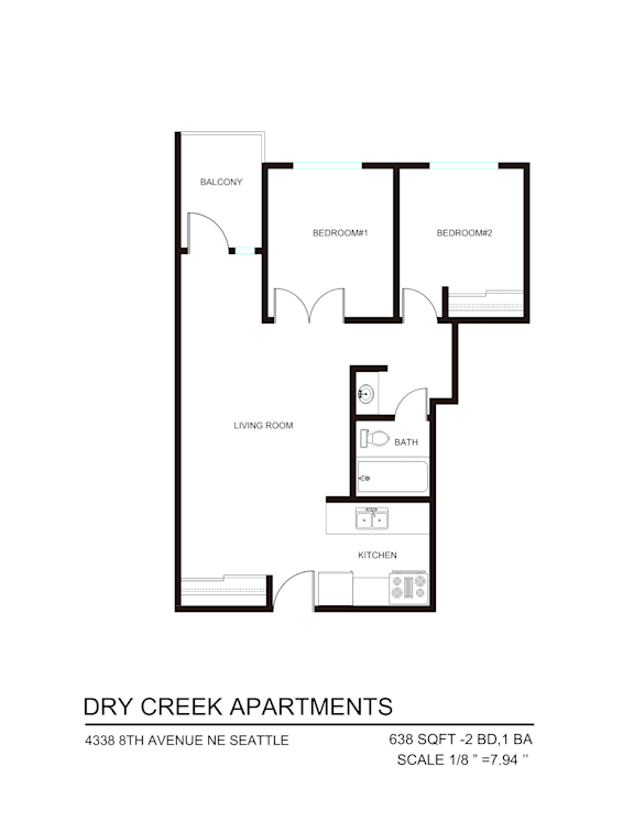 A floor plan for Dry Creek Apartments.
