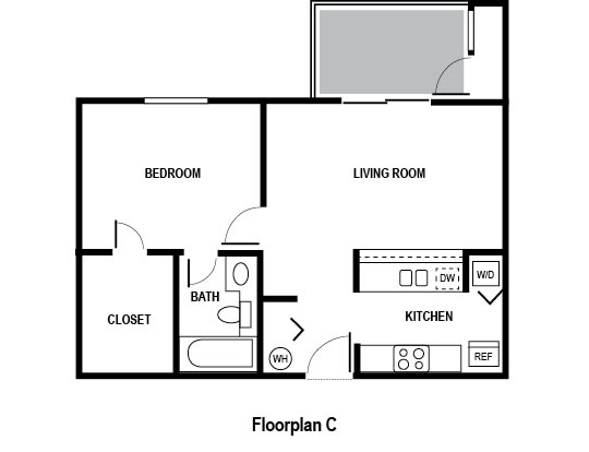 Floor Plans 1 Bed 1 Bath 522 sq. ft. at Charbonneau Apartments in Seattle, WA 98101