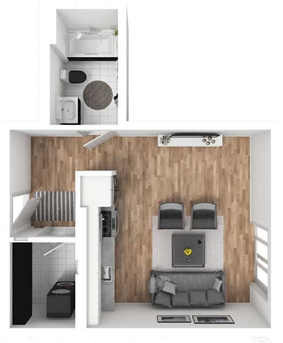 Large Studio A.3 Floorplan at The Hub Apartments, Lacey, WA 98503