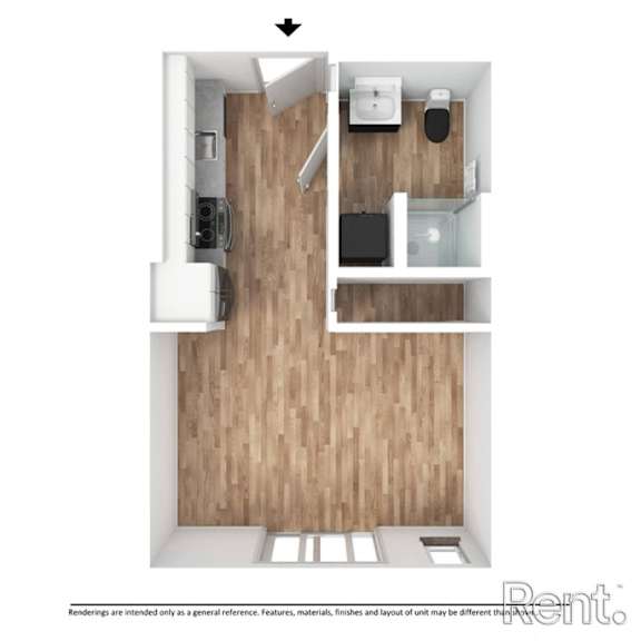 Studio A.2 Floorplan at The Hub Apartments, Lacey, Washington