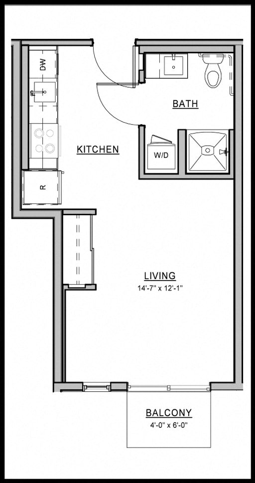 Studio A.8 Floorplan at The Hub Apartments, Lacey, WA