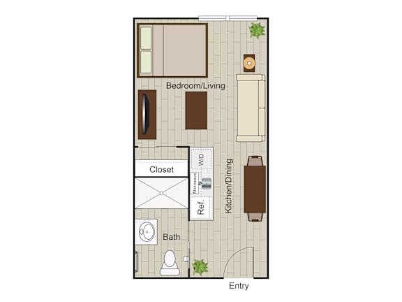 Studio staged floor plan