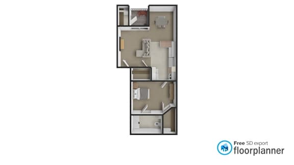 A floor plan of a building with multiple rooms and a logo for floorplanner.