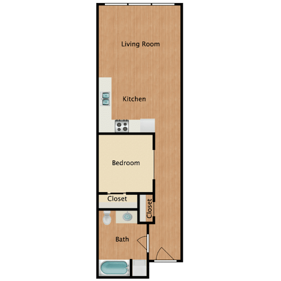 the first floor floor plan of a 1 bedroom apartment