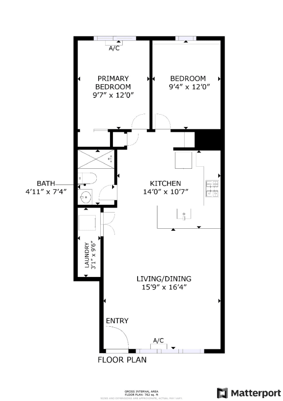 2 bed 1 bath floor plan A at Amity Oak, Amityville, NY 11701
