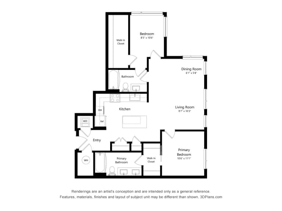 2Bed - 2 bath C04 Floor Plan at Arrowwood Apartments, Maryland