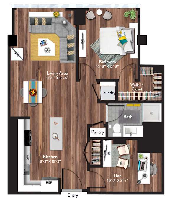 A floor plan of a house showing the layout of the rooms.
