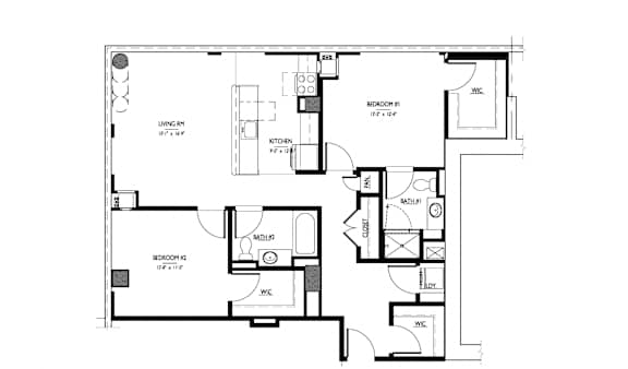 A black and white image of a floor plan for a house.