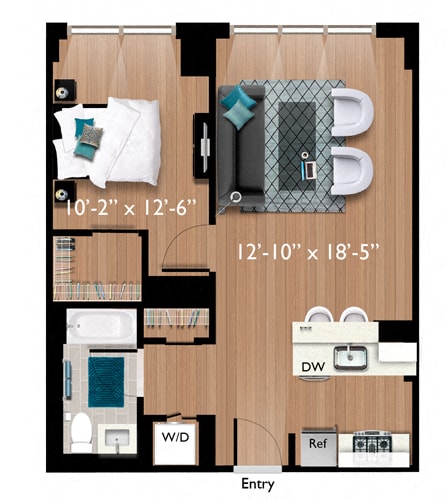 1 bed 1 bath floor plan at Continuum, New York, 10606