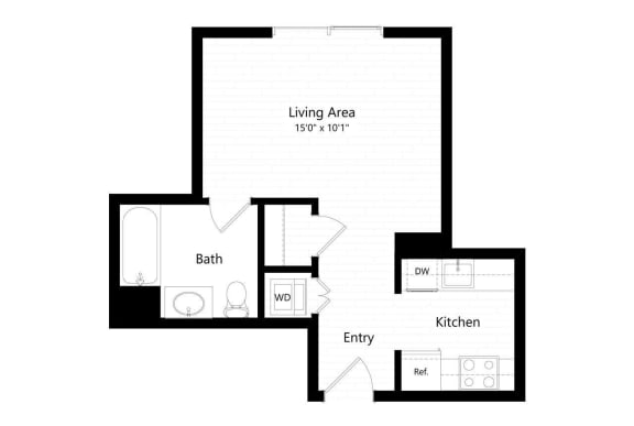 Studio floor plan J at Continuum, White Plains, 10606