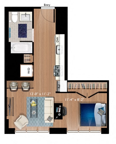 Studio floor plan C at Continuum, White Plains, New York